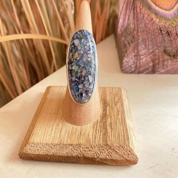 Copper Ethiopian Opal Sterling Silver Ring Size 6 - Picture 1 of 6